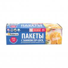 Пакеты для хранения и замораживания с замком ZIP-LOCK, 18*20см 1л, 40мкм Paterra 24уп/кор